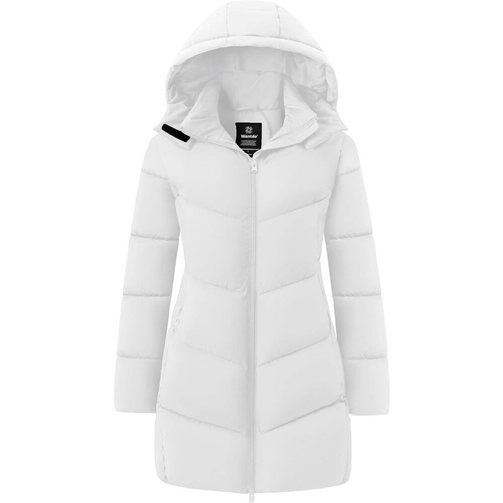 Women's White Warm Winter Coat Hooded Puffer Jacket Long Parka